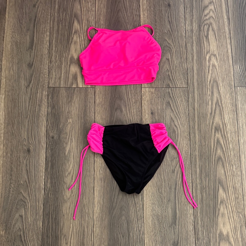 Pink and Black Bikini Set